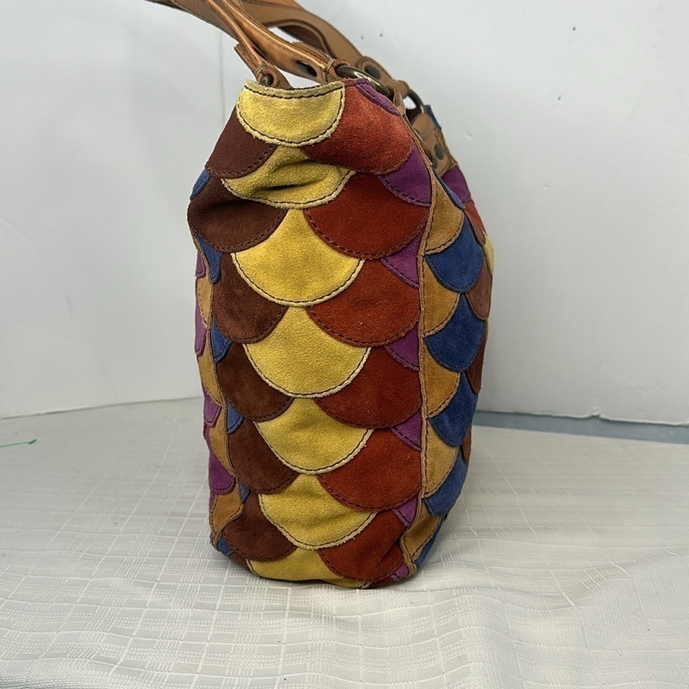 Lucky Brand Multicolor Scallop Patchwork Leather … - image 2